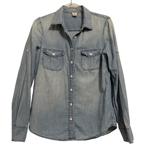 J.Crew Women's Denim Chambray Shirt Button Down Long Sleeve Size 4 - Picture 1 of 8